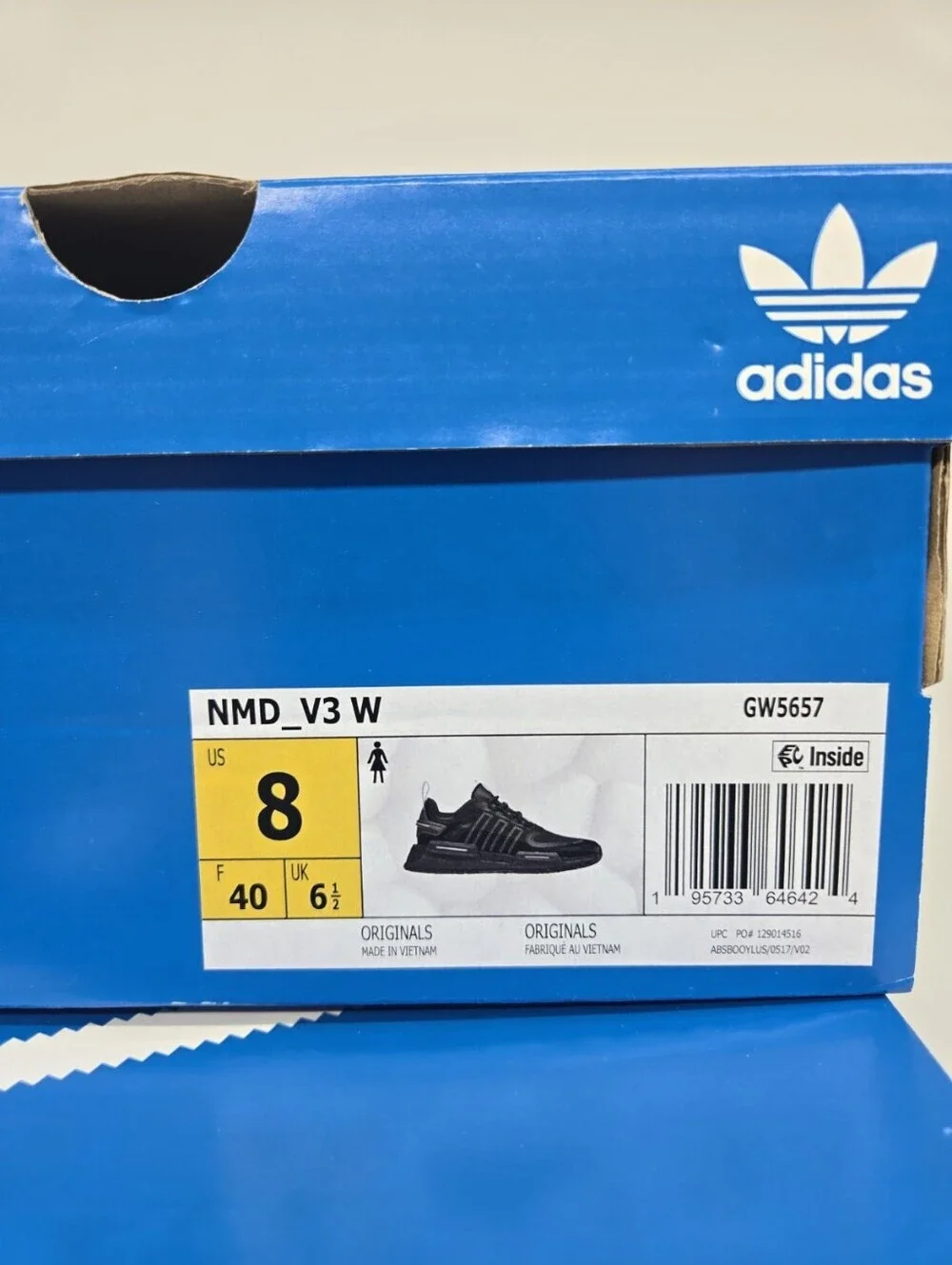 adidas Women's NMD_V3 GW5657 Core Black Silver Metallic Shoes Size 8